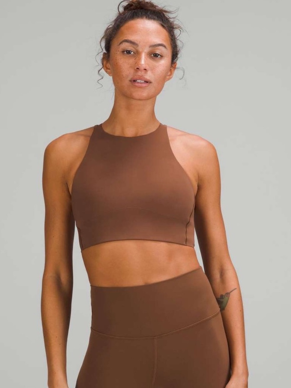 Lululemon Like a Cloud High-Neck Long Line Bra B/C in Roasted Brown